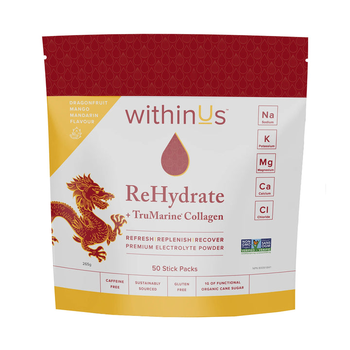 *NEW* ReHydrate + TruMarine® Collagen DRAGONFRUIT MANGO MANDARIN - 50 Stick Packs