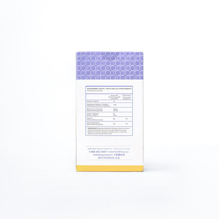Magnesium L-Threonate + TruMarine® Collagen Box LEMON - 14 Stick Packs
