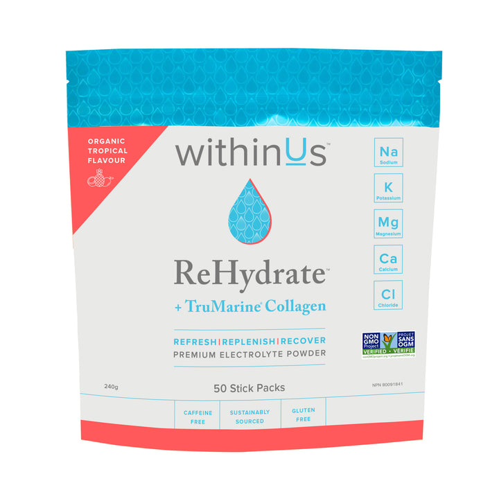 ReHydrate + TruMarine® Collagen TROPICAL - 50 Stick Packs