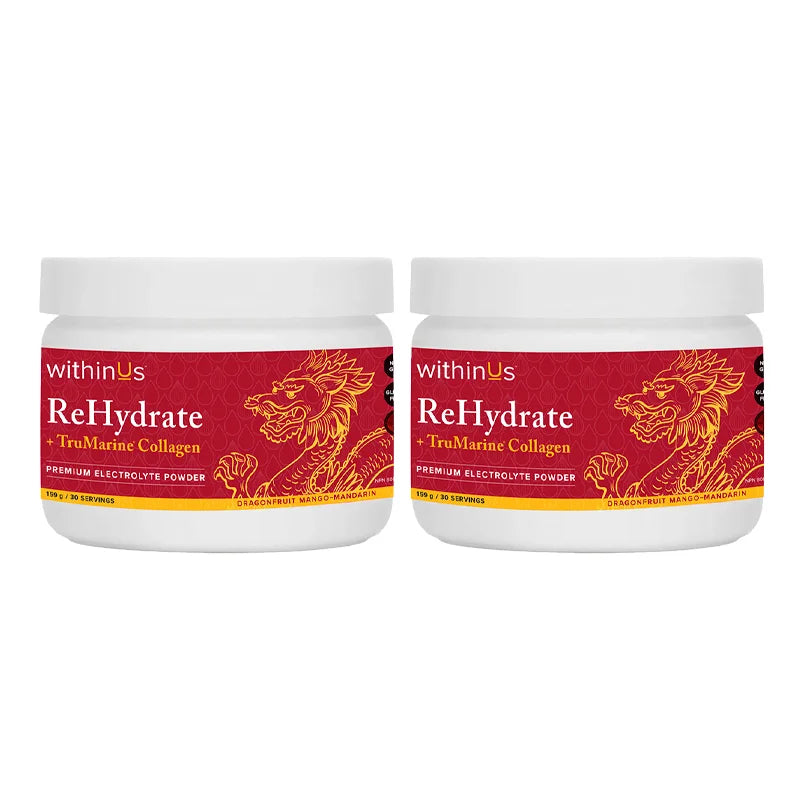 ReHydrate + TruMarine® Collagen Jar DRAGONFRUIT MANGO MANDARIN Duo - 60 份装