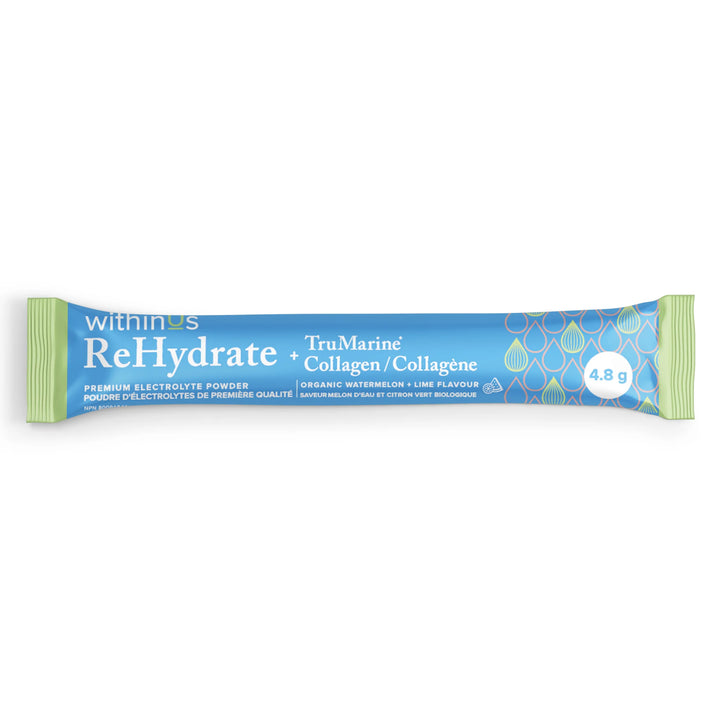 ReHydrate + TruMarine® Collagen Box WATERMELON LIME- 20 Stick Packs